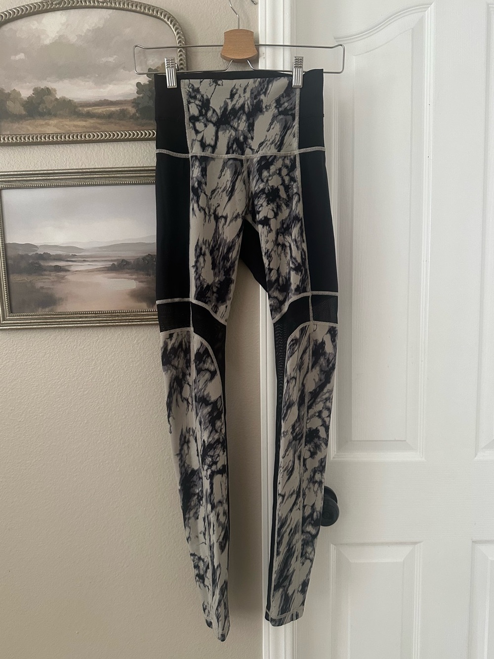 lululemon athletica Black & White Marble Panel Leggings